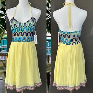 NWT Altar’d State Womens Small Yellow Spaghetti Strap Beach Resort Boho Sundress
